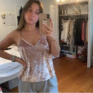 Pink Velvet Tank Top